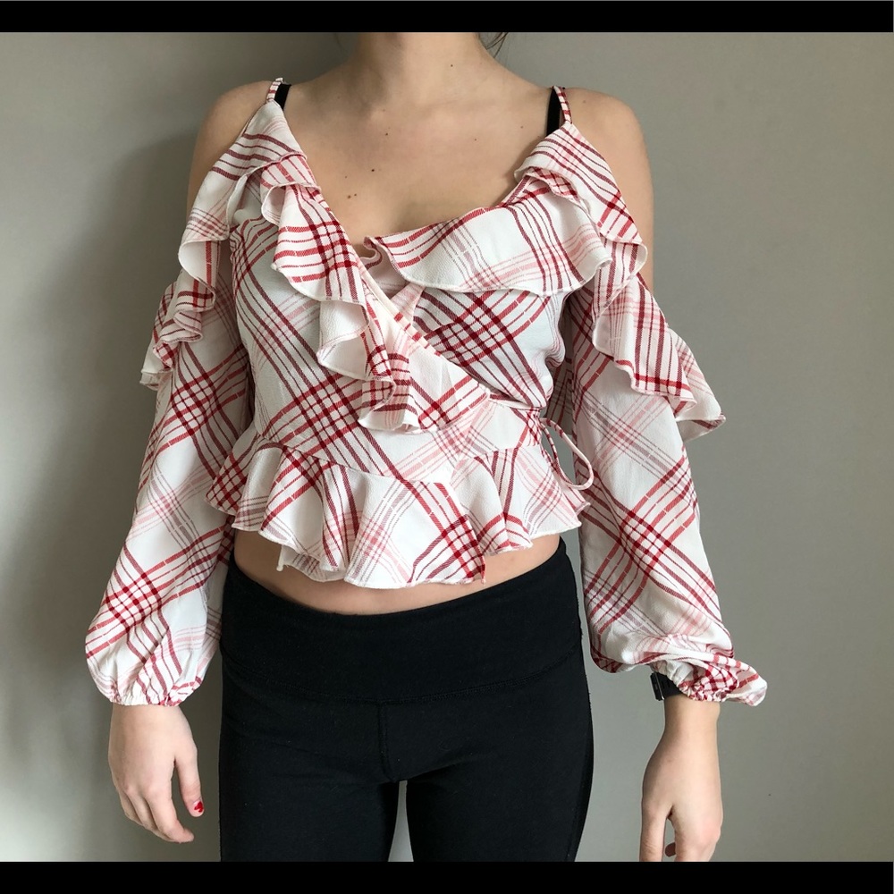 Wrapped off-the-shoulder crop top